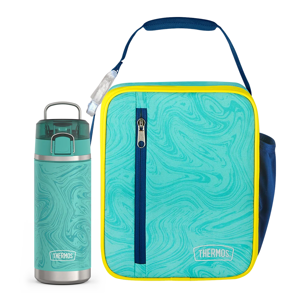Teal Marble Upright & 18oz Icon™ Kids Water Bottle Bundle