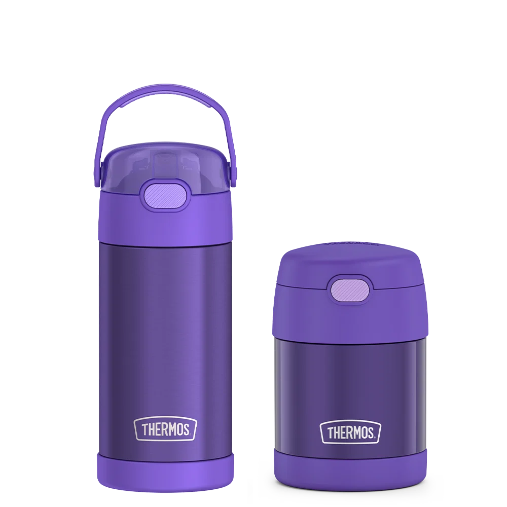 12oz FUNtainer® Water Bottle & 10oz Food Jar Bundle - Purple