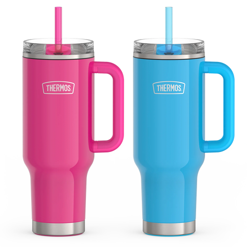 40oz Glossy Cup Holder Mug Bundle - Hot Pink & Bright Blue