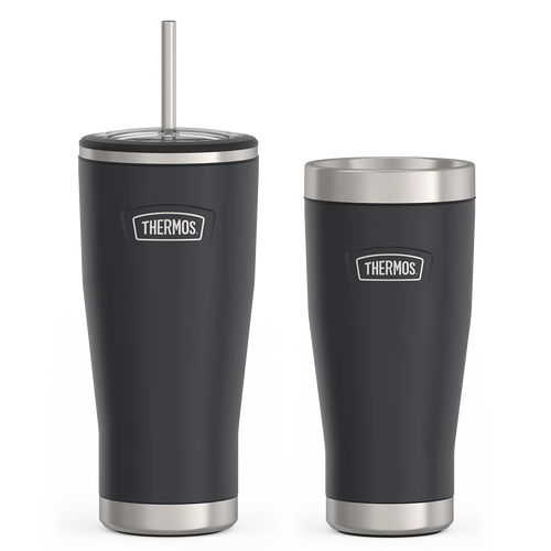 24oz Cold Tumbler with Straw & 16oz Travel Tumbler Bundle - Granite