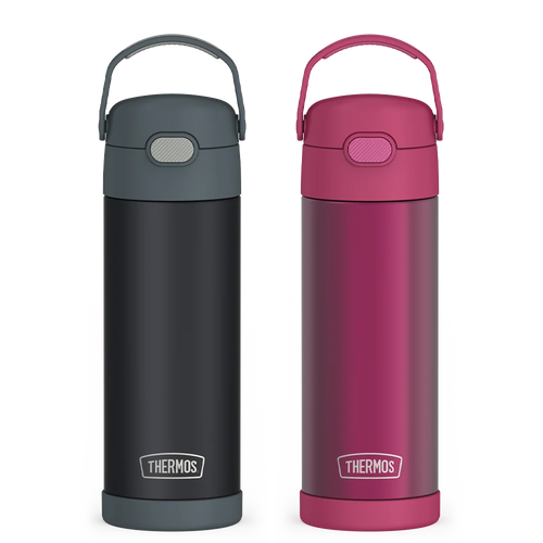 16oz FUNtainer® Water Bottles Translucent Charcoal & Rosewood Bundle