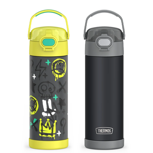 16oz FUNtainer® Water Bottles with Locking Lids Charcoal & Graffiti Bundle