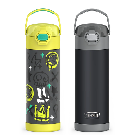 16oz FUNtainer® Water Bottles with Locking Lids Charcoal & Graffiti Bundle