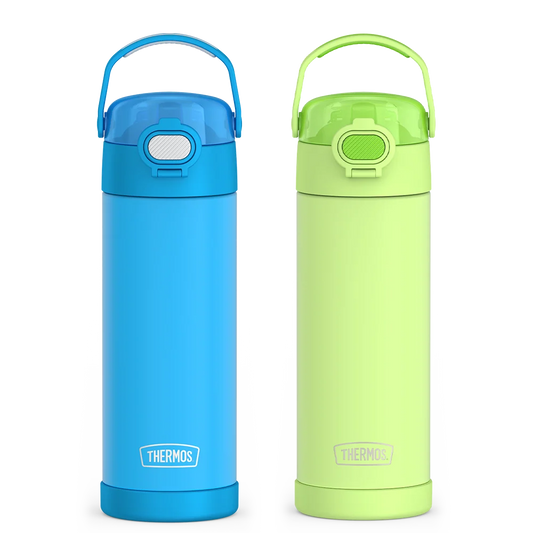 16oz FUNtainer® Water Bottles with Locking Lids Electric Blue & Neon Lime Bundle