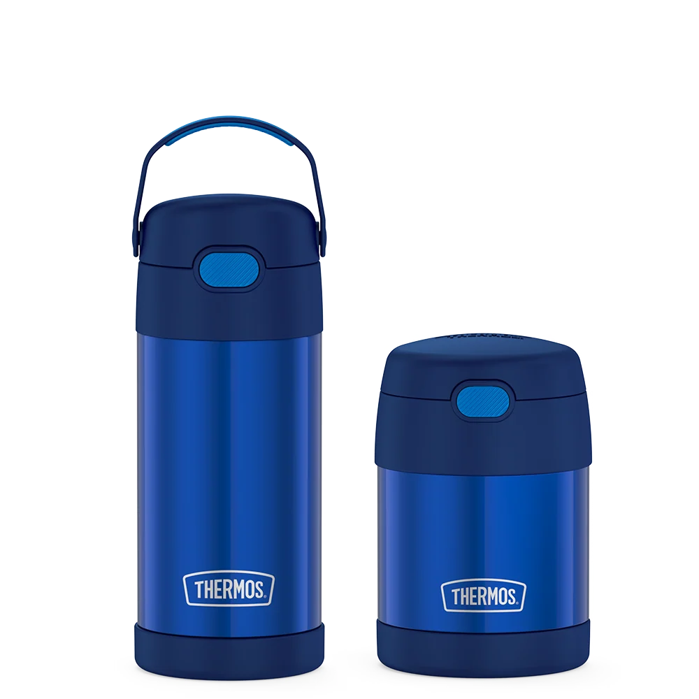12oz FUNtainer® Water Bottle & 10oz Food Jar Bundle - Navy