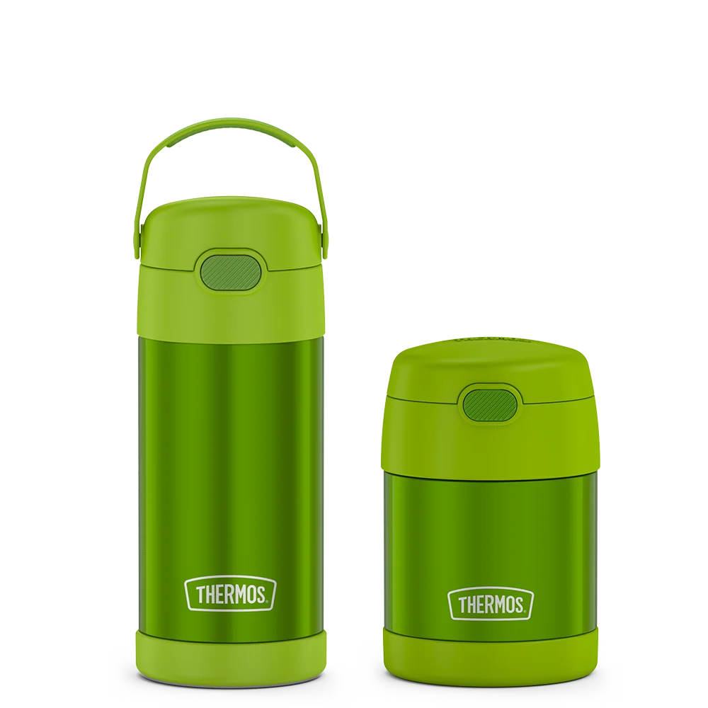 12oz FUNtainer® Water Bottle & 10oz Food Jar Bundle - Lime